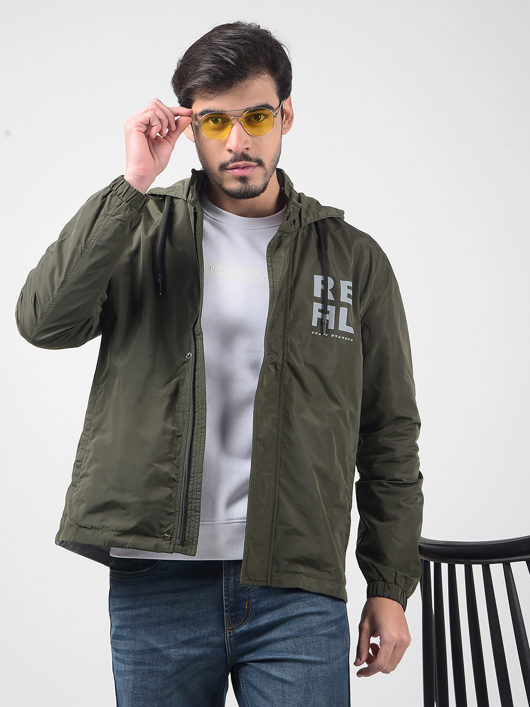 Numero Uno Men Typography Dark Green Jacket